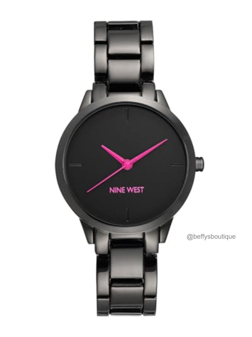 Nine West Women's Gunmetal Bracelet Watch Metal Link Round 36mm